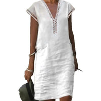Yara Lightweight Linen Dress with V-Neck