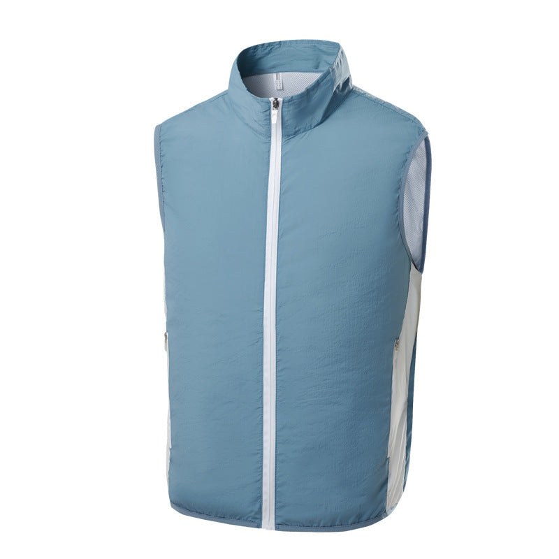 Yara Lightweight Vest with Pockets in Mist Blue