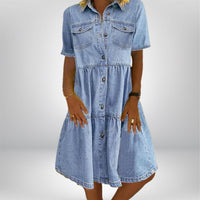 Yara™ Boho Denim Dress in Dark Blue
