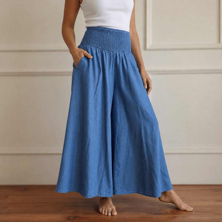 Yarrow Women's Wide Leg Palazzo Pants in Light Blue