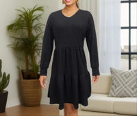 Yasmin Casual Knit Dress with V-Neck