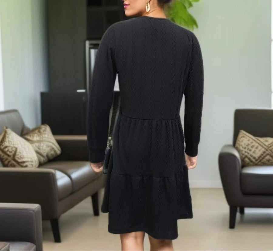 Yasmin Casual Knit Dress with V-Neck