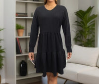 Yasmin Casual Knit Dress with V-Neck