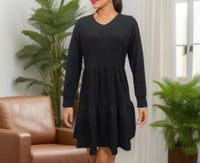 Yasmin Casual Knit Dress with V-Neck