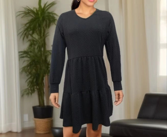 Yasmin Casual Knit Dress with V-Neck