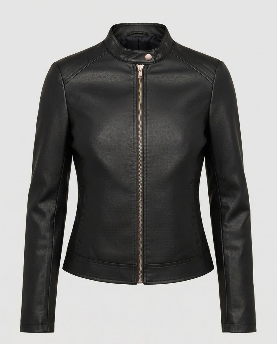 Yasmin Elegant Leather Jacket in Black