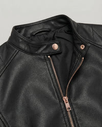 Yasmin Elegant Leather Jacket in Black