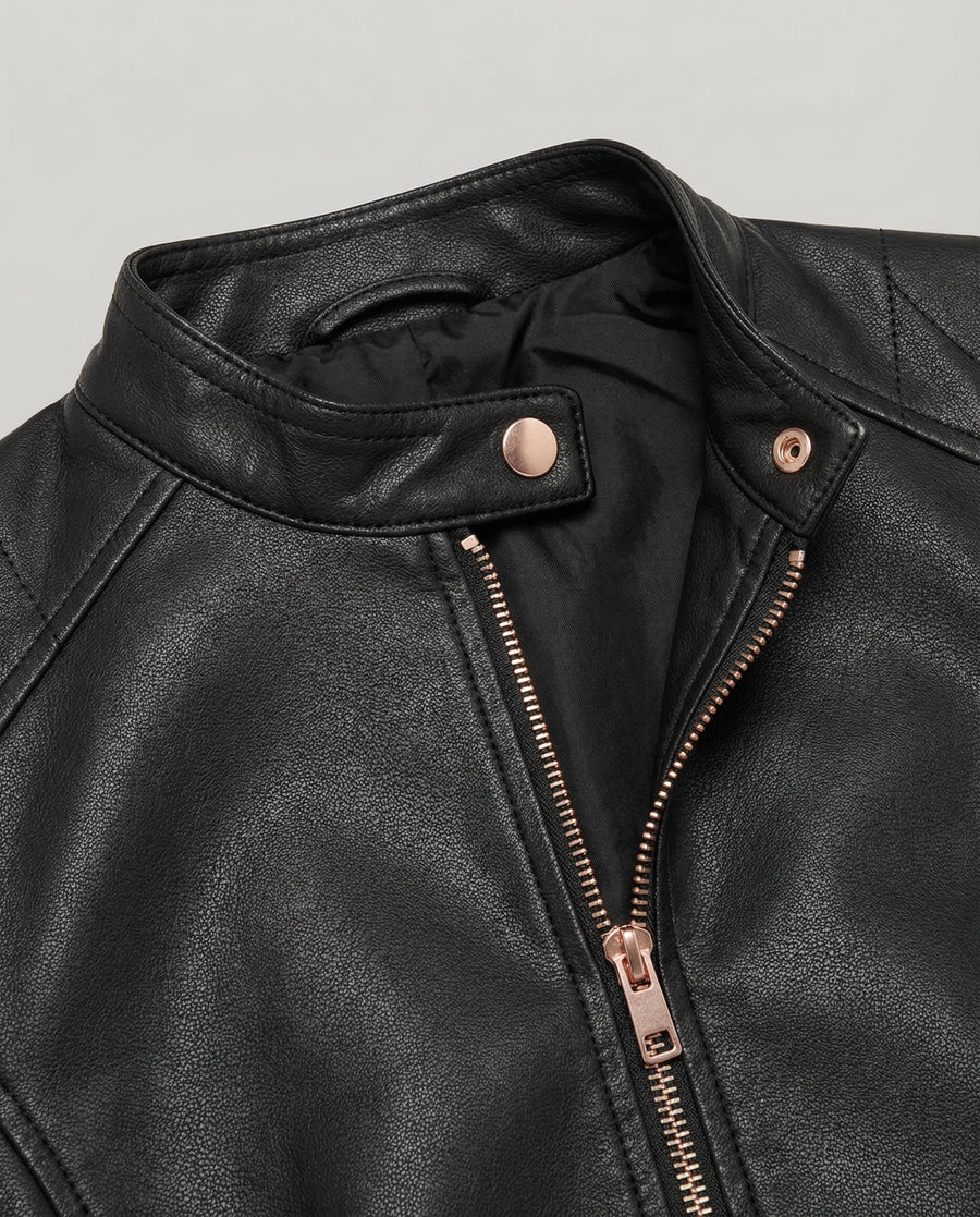 Yasmin Elegant Leather Jacket in Black