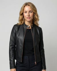 Yasmin Elegant Leather Jacket in Black
