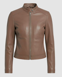 Yasmin Elegant Leather Jacket in Brown