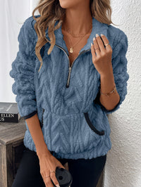Yasmin Hoodie with Zip Front in Blue