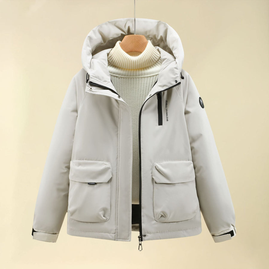 Yasmin Jacket with Pockets and Hood in Beige