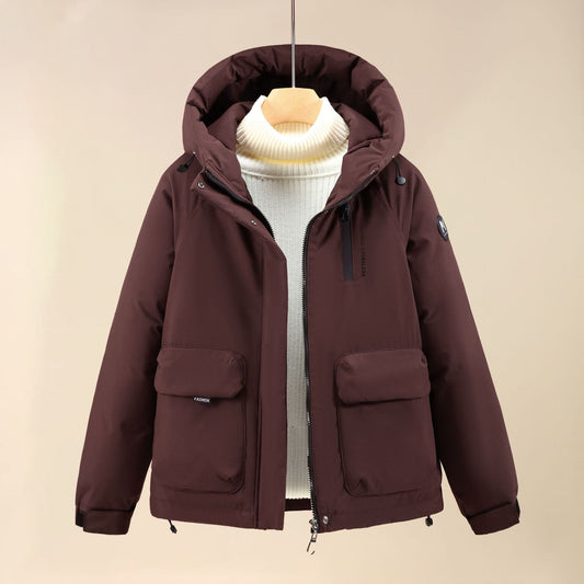 Yasmin Jacket with Pockets and Hood in Wine Red
