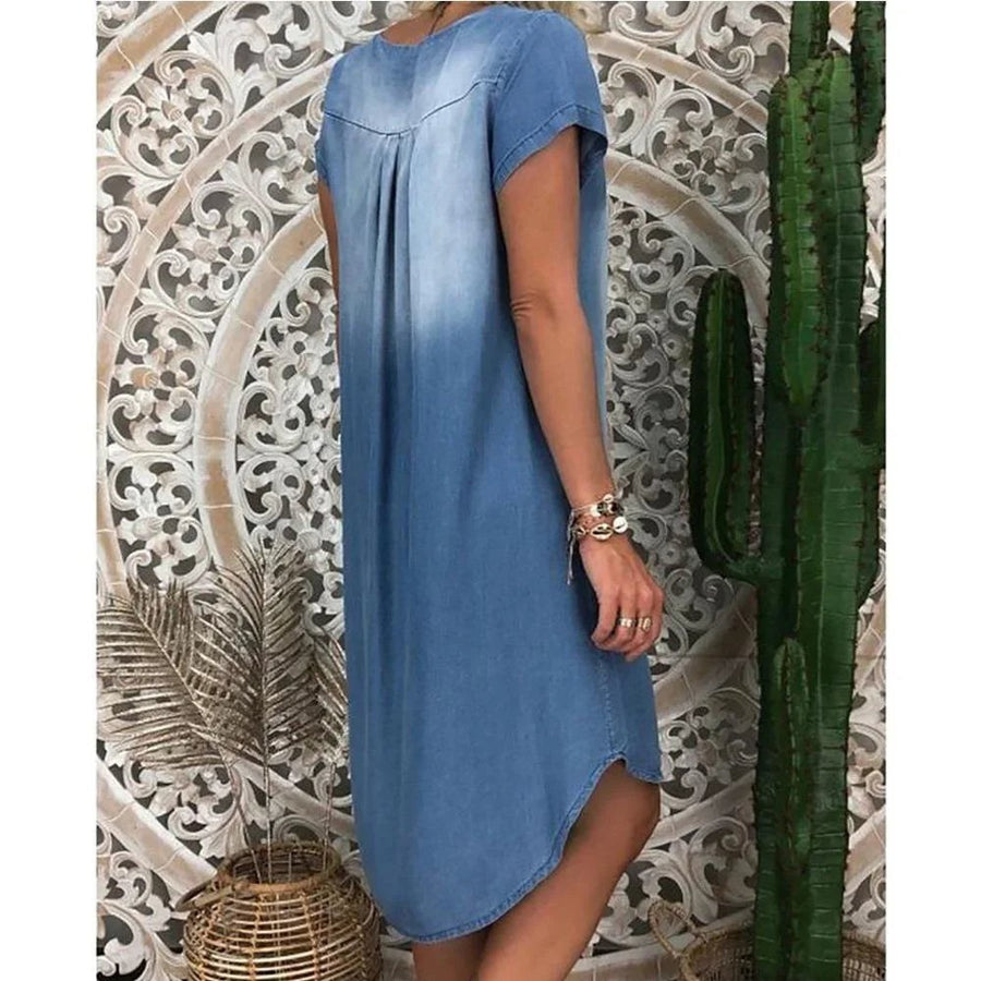 Yasmin™ Relaxed Denim Summer Dress in Blue