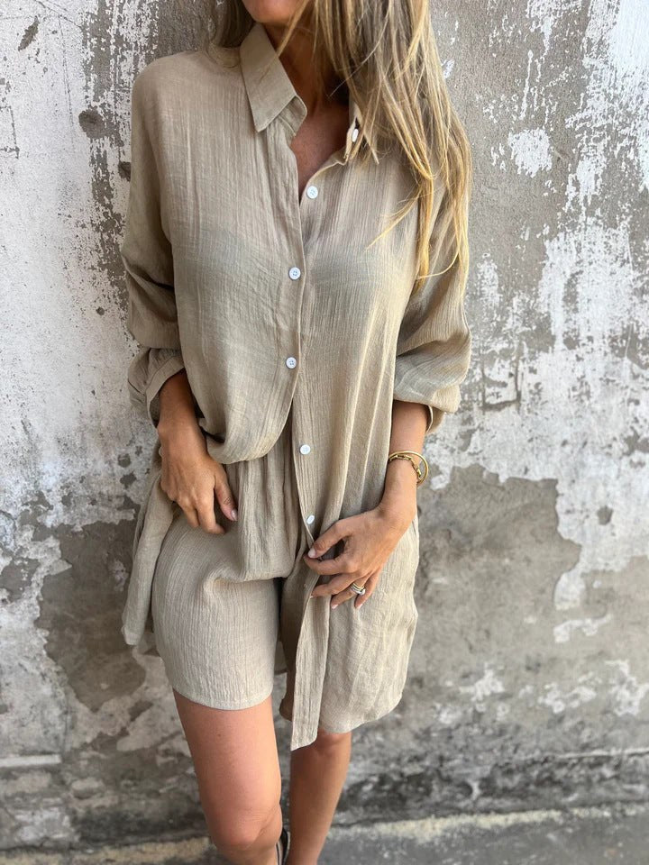 Yvette Casual Linen Blouse with Long Sleeve