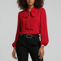 Yvette | Women's Tie Neck Puff Sleeve Blouse