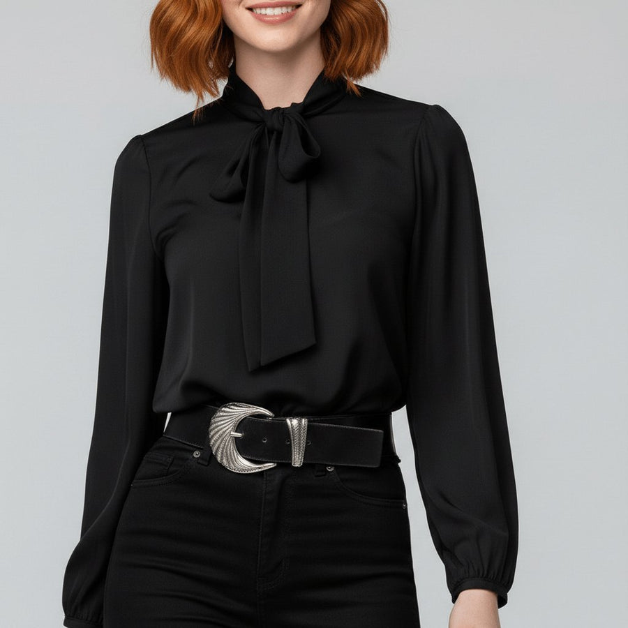 Yvette | Women's Tie Neck Puff Sleeve Blouse