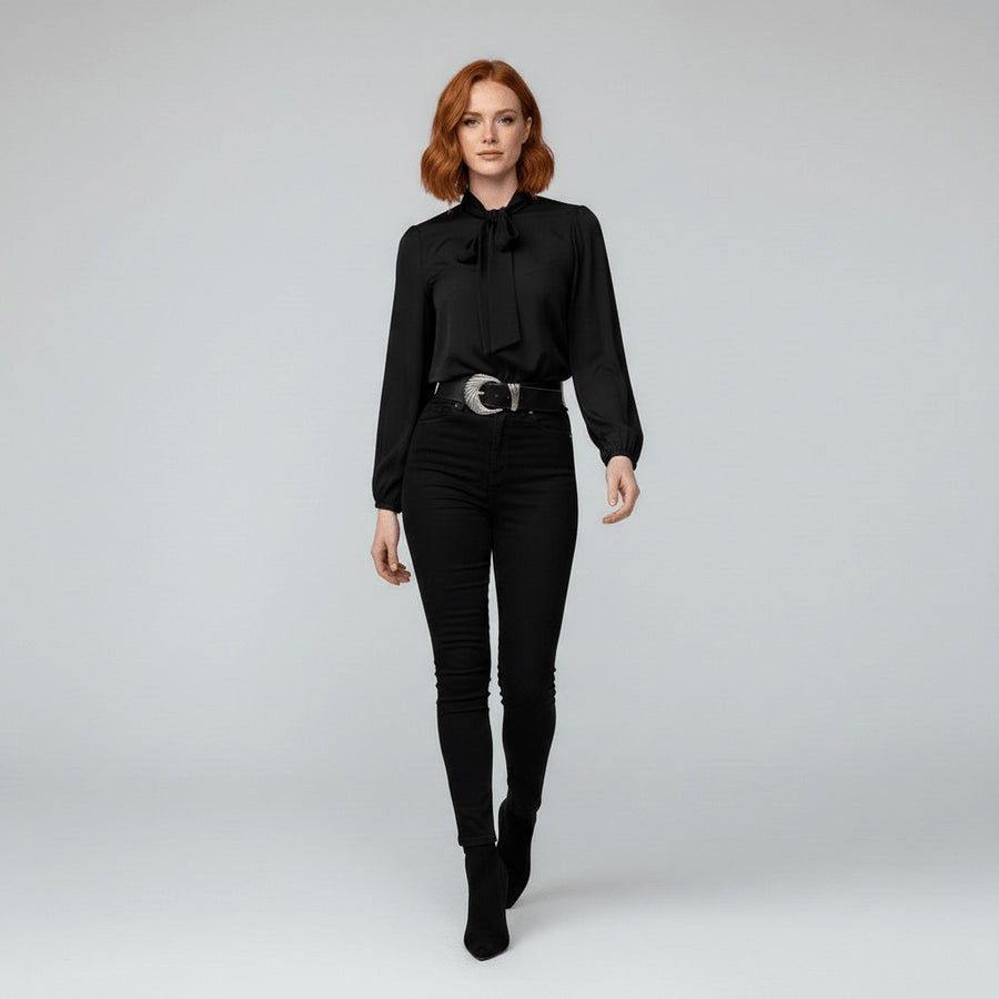 Yvette | Women's Tie Neck Puff Sleeve Blouse