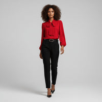 Yvette | Women's Tie Neck Puff Sleeve Blouse