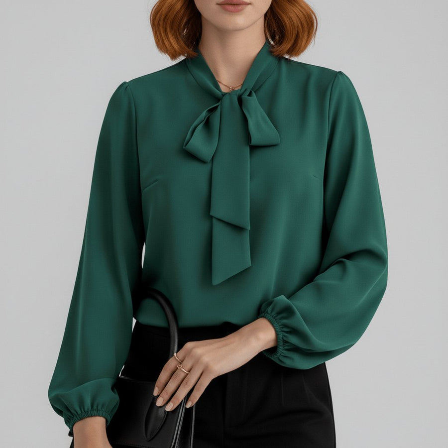 Yvette | Women's Tie Neck Puff Sleeve Blouse