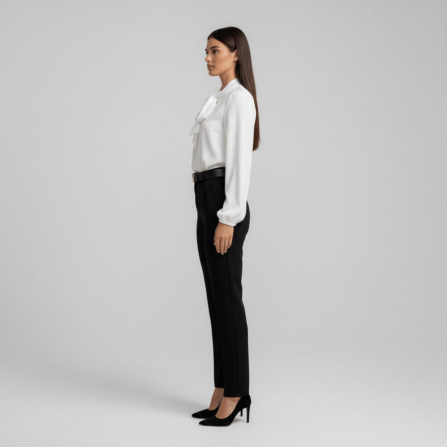 Yvette | Women's Tie Neck Puff Sleeve Blouse