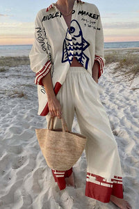 Zane™ Aqua Fish Print in White