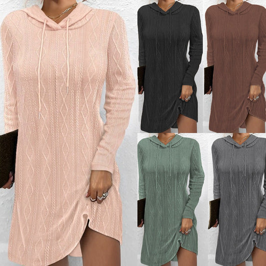 Zara Casual Knit Dress with Side Split and Hood
