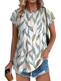 Zara Women's Printed Short Sleeve Blouse Floral Casual Top