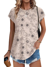 Zara Women's Printed Short Sleeve Blouse Floral Casual Top in Sunflower