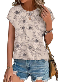 Zara Women's Printed Short Sleeve Blouse Floral Casual Top in Sunflower