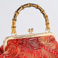 Zaria Bamboo Handle Purse in Crimson