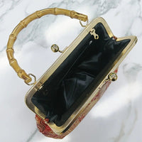 Zaria Bamboo Handle Purse in Crimson