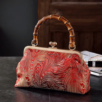 Zaria Bamboo Handle Purse in Crimson