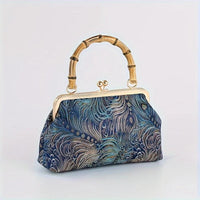 Zaria Bamboo Handle Purse in Velvet Blue