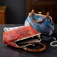 Zaria Bamboo Handle Purse in Velvet Blue