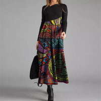 Zaria Boho Midi Dress in Black