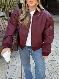 Zaria Casual Jacket with Zip Front in Red