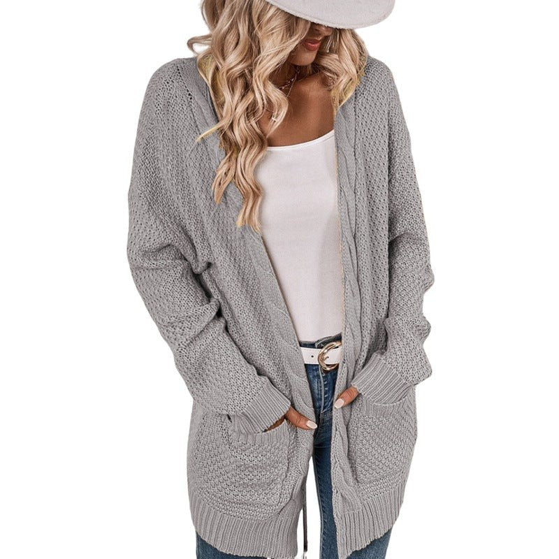 Zaria Casual Knit Cardigan with Pockets in Grey