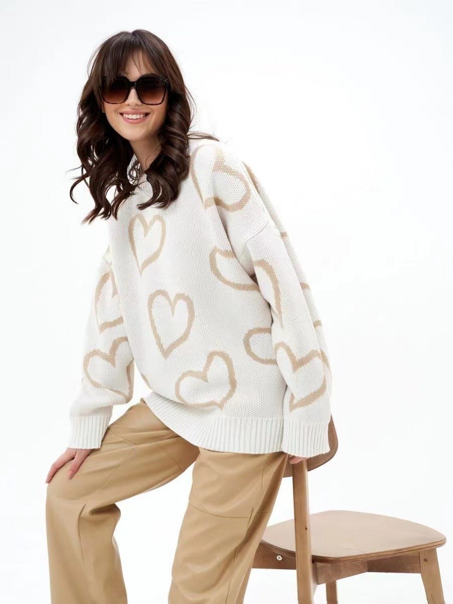 Zaria Casual Knit Sweater with Oversized in Khaki