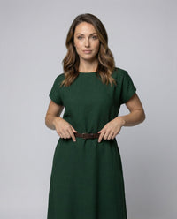 Zaria Linen Blend Dress with Oversized