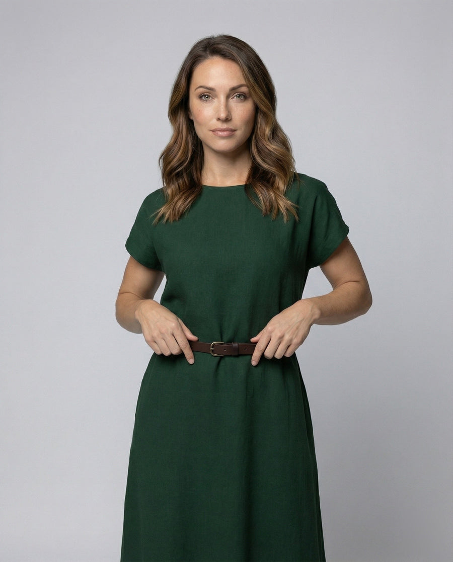 Zaria Linen Blend Dress with Oversized