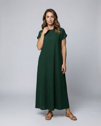 Zaria Linen Blend Dress with Oversized