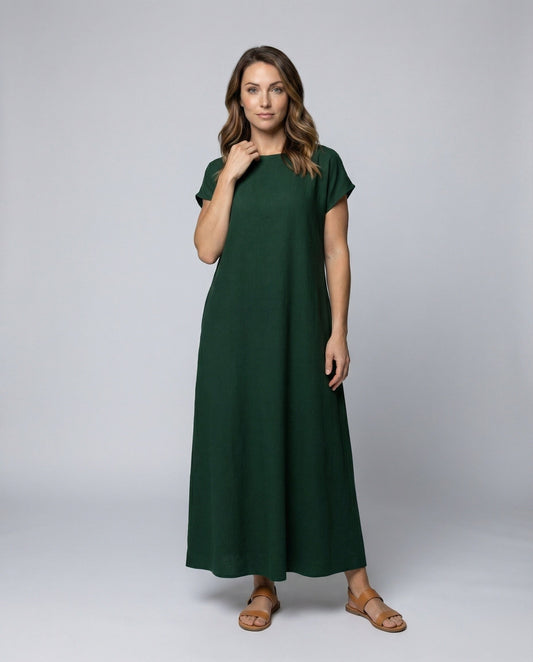 Zaria Linen Blend Dress with Oversized