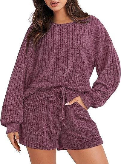 Zaria Suit with Elastic Waist in Wine Red