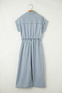 Zaylee™ Elegant Denim Dress in Light Blue