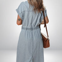 Zaylee™ Elegant Denim Dress in Light Blue