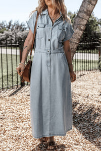 Zaylee™ Elegant Denim Dress in Light Blue