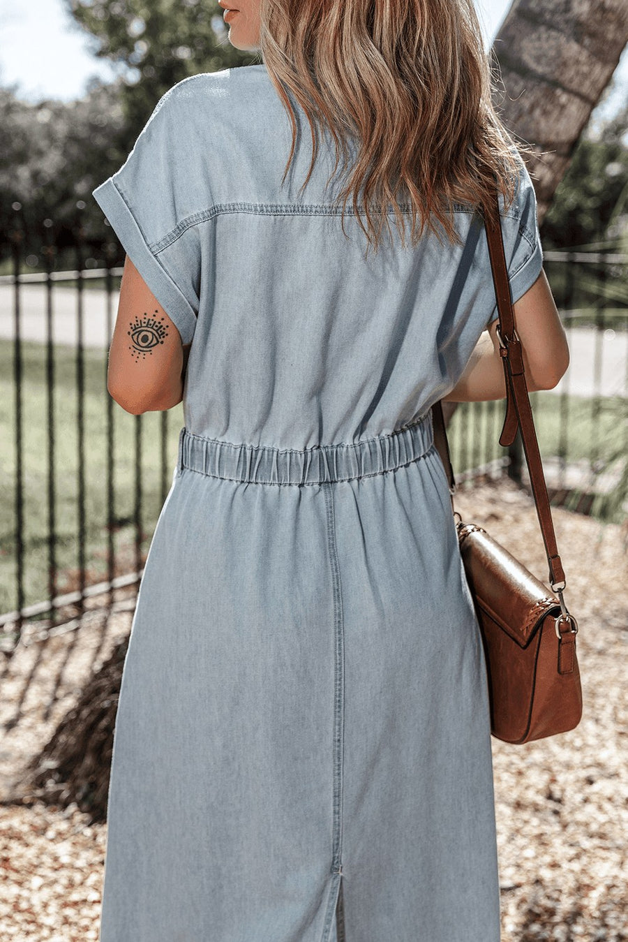 Zaylee™ Elegant Denim Dress in Light Blue