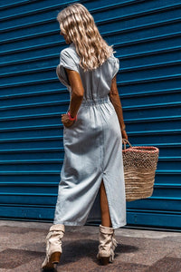 Zaylee™ Elegant Denim Dress in Light Blue