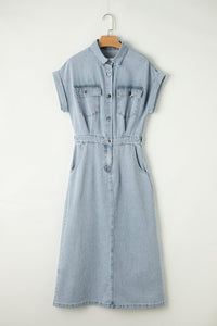 Zaylee™ Elegant Denim Dress in Light Blue